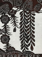 Antique Japanese Katagami Kimono Paper Stencil Katazome Bird Pine Flowers 4Y510