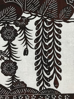 Antique Japanese Katagami Kimono Paper Stencil Katazome Bird Pine Flowers 4Y510