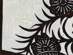 Antique Japanese Katagami Kimono Paper Stencil Katazome Bird Pine Flowers 4Y510