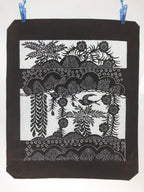 Antique Japanese Katagami Kimono Paper Stencil Katazome Bird Pine Flowers 4Y510
