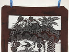Antique Japanese Katagami Kimono Paper Stencil Katazome Bird Pine Flowers 4Y510