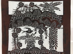 Antique Japanese Katagami Kimono Paper Stencil Katazome Bird Pine Flowers 4Y510