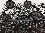 Antique Japanese Katagami Kimono Paper Stencil Katazome Bird Pine Flowers 4Y510