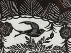 Antique Japanese Katagami Kimono Paper Stencil Katazome Bird Pine Flowers 4Y510