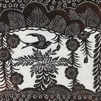 Antique Japanese Katagami Kimono Paper Stencil Katazome Bird Pine Flowers 4Y510