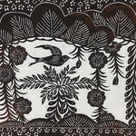 Antique Japanese Katagami Kimono Paper Stencil Katazome Bird Pine Flowers 4Y510