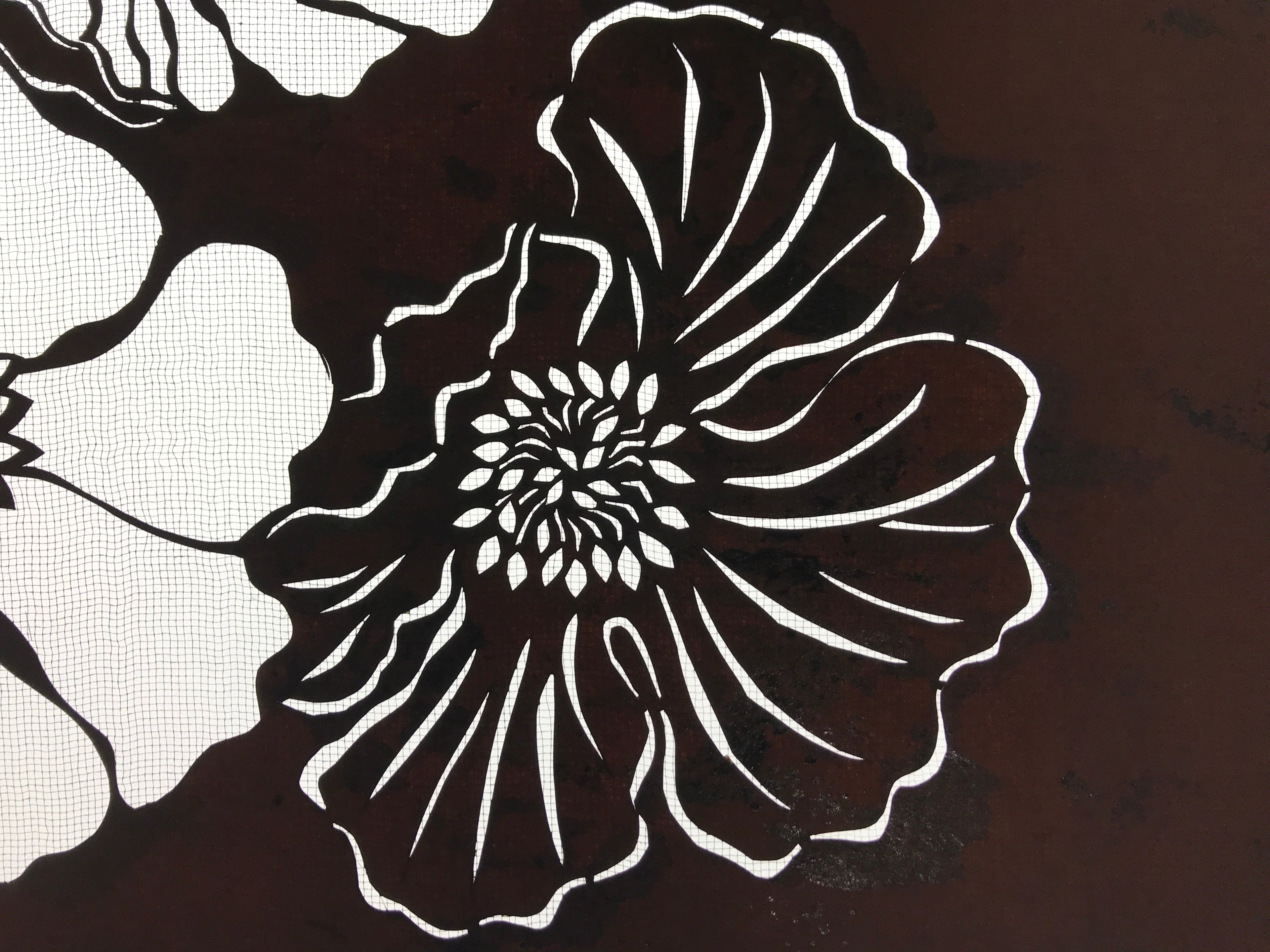 Antique Japanese Katagami Kimono Paper Stencil Katazome Botan Peony 4Y534