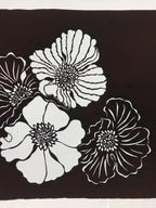 Antique Japanese Katagami Kimono Paper Stencil Katazome Botan Peony 4Y534
