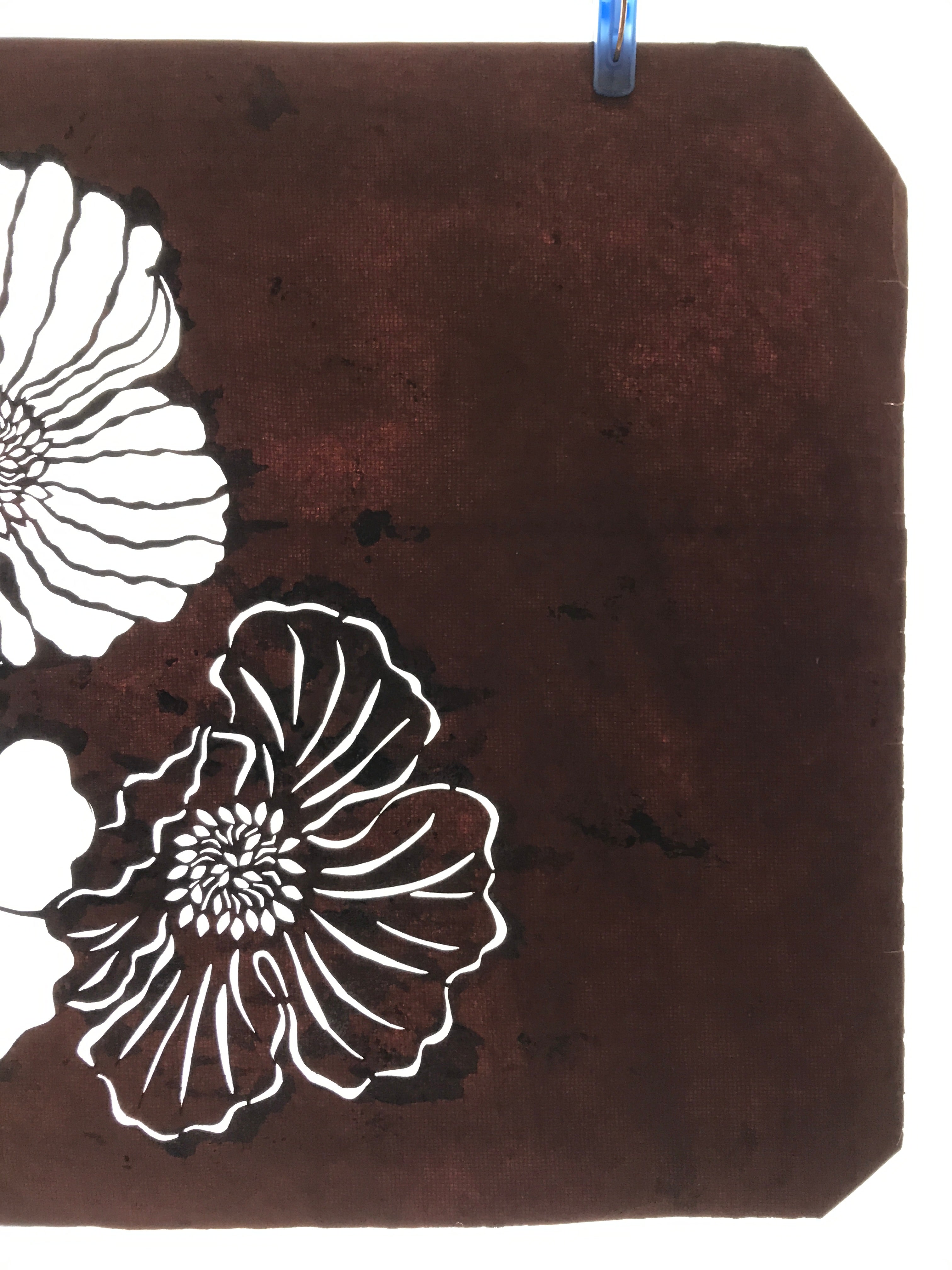 Antique Japanese Katagami Kimono Paper Stencil Katazome Botan Peony 4Y534