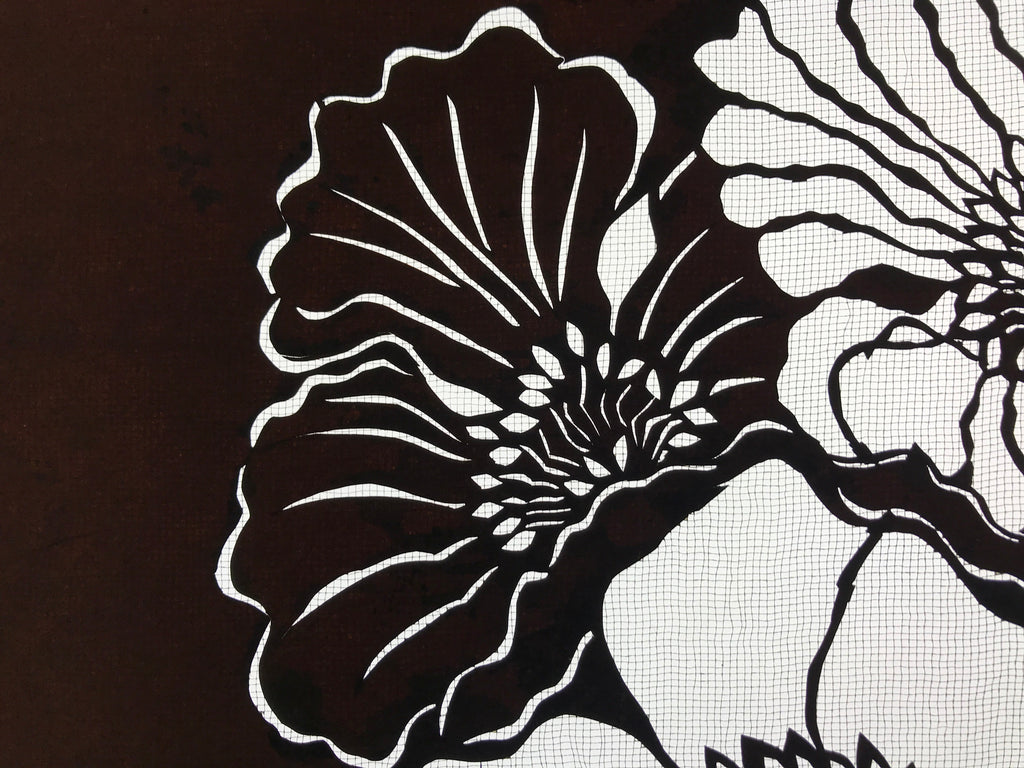 Antique Japanese Katagami Kimono Paper Stencil Katazome Botan Peony 4Y534