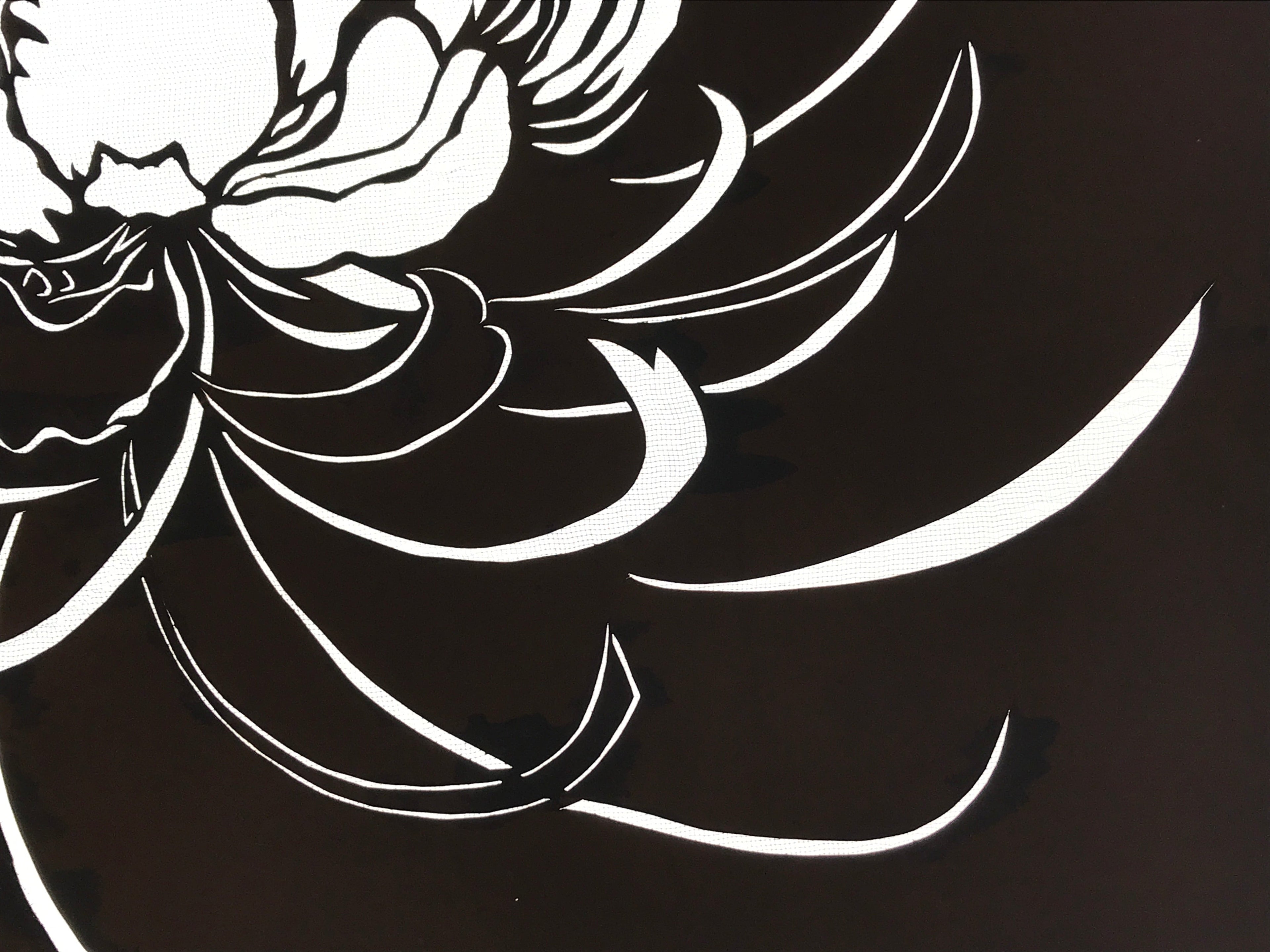 Antique Japanese Katagami Kimono Paper Stencil Katazome Chrysanthemum 4Y581