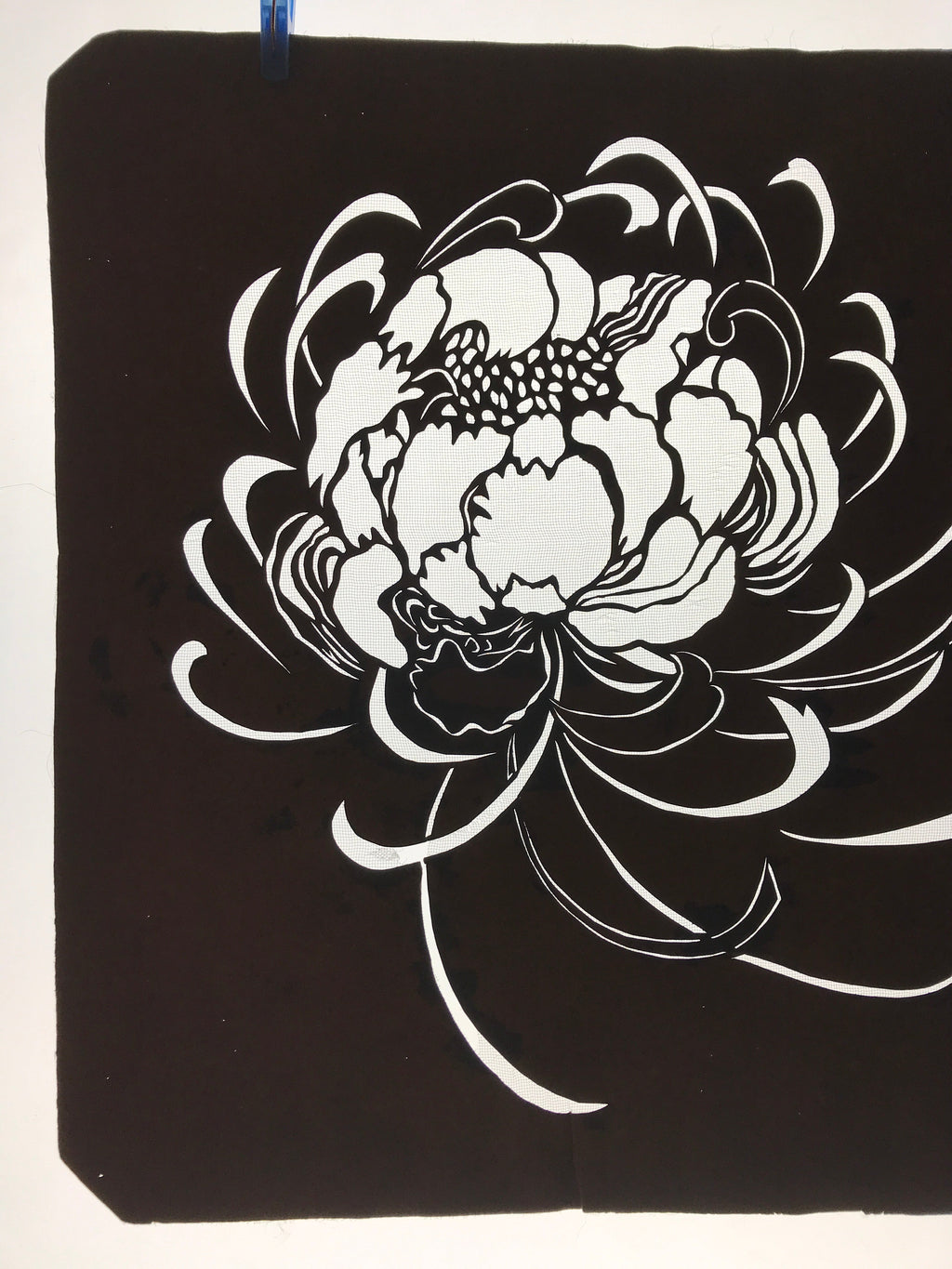 Antique Japanese Katagami Kimono Paper Stencil Katazome Chrysanthemum 4Y581