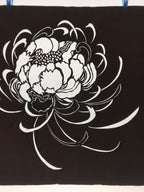 Antique Japanese Katagami Kimono Paper Stencil Katazome Chrysanthemum 4Y581