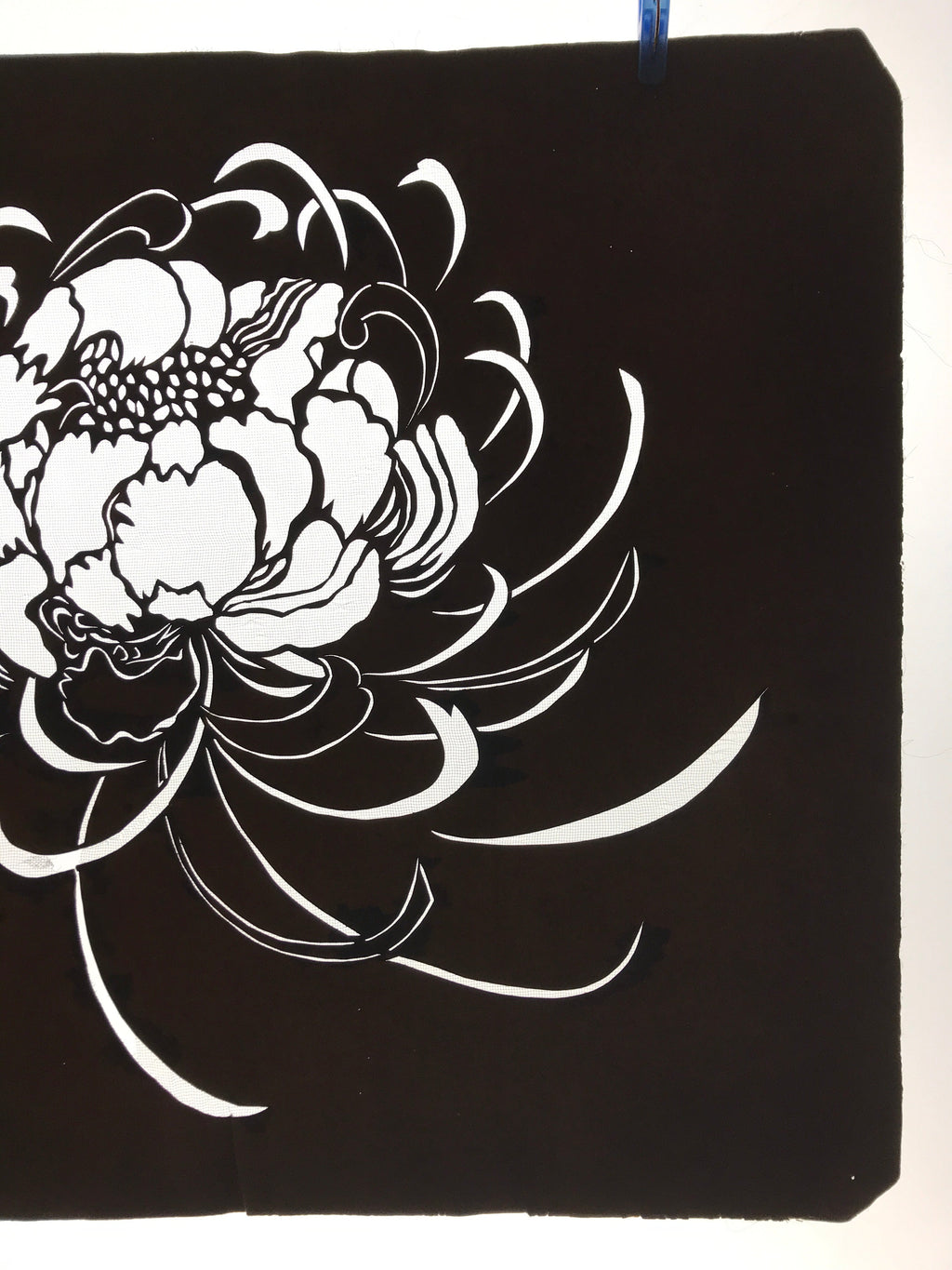 Antique Japanese Katagami Kimono Paper Stencil Katazome Chrysanthemum 4Y581