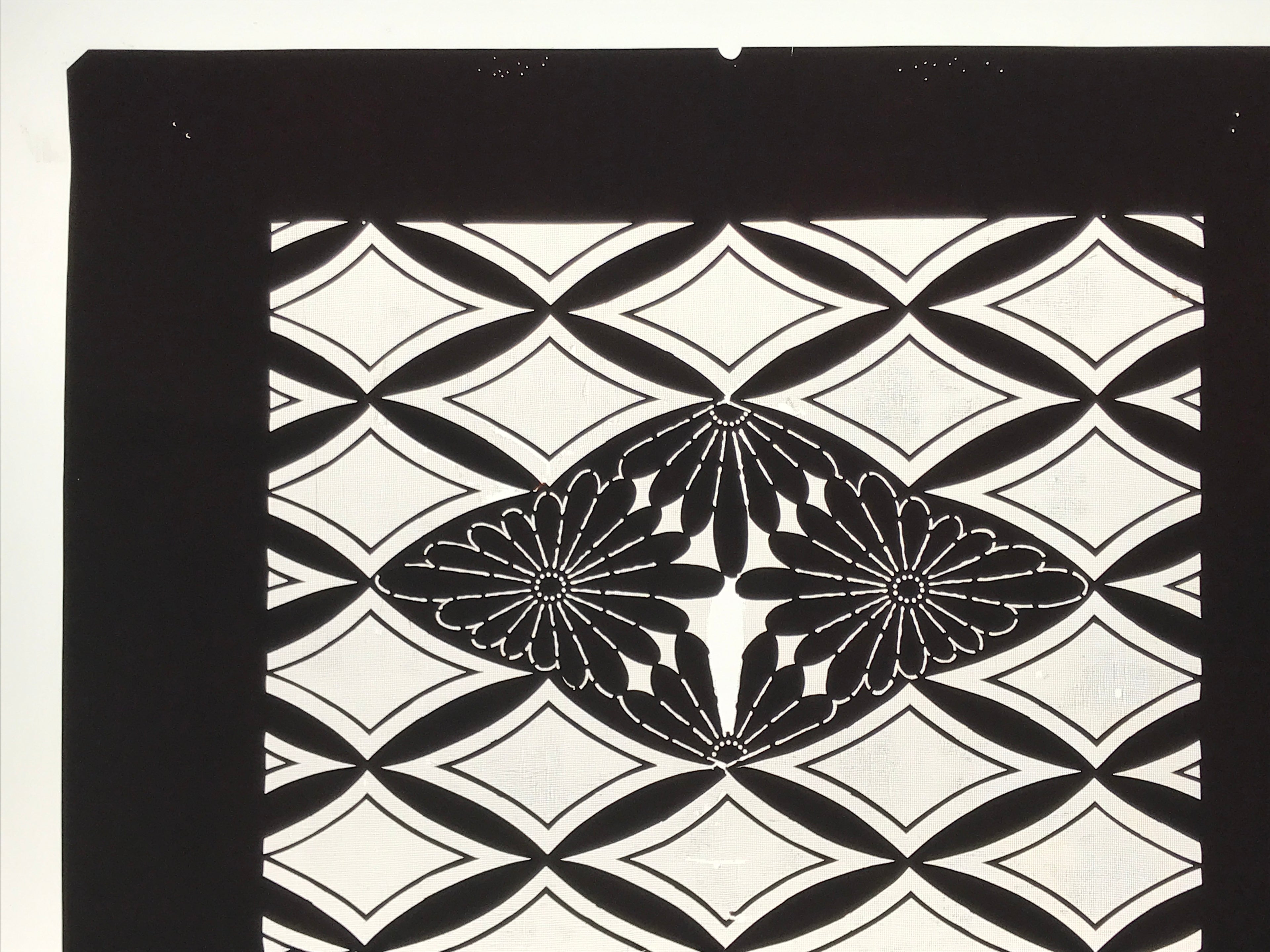 Antique Japanese Katagami Kimono Paper Stencil Katazome Chrysanthemum Kiku 4Y698