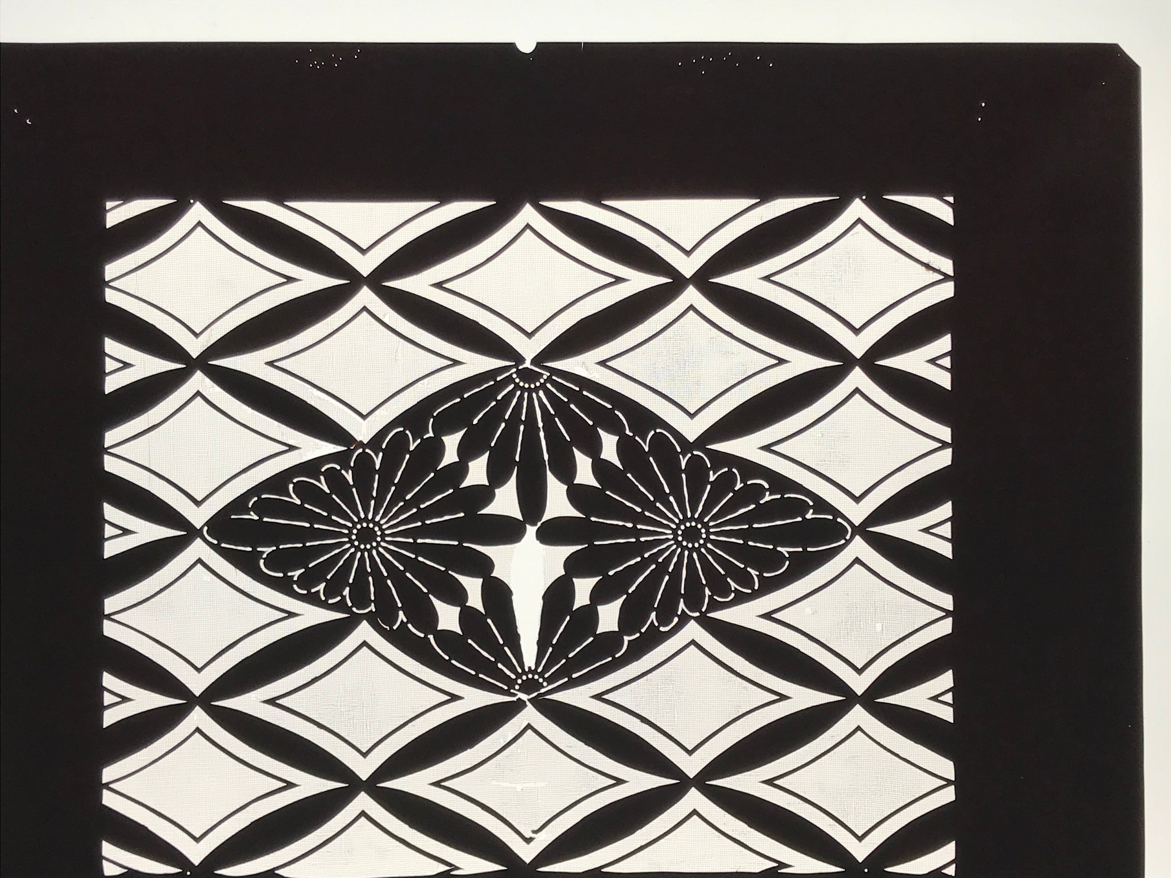 Antique Japanese Katagami Kimono Paper Stencil Katazome Chrysanthemum Kiku 4Y698