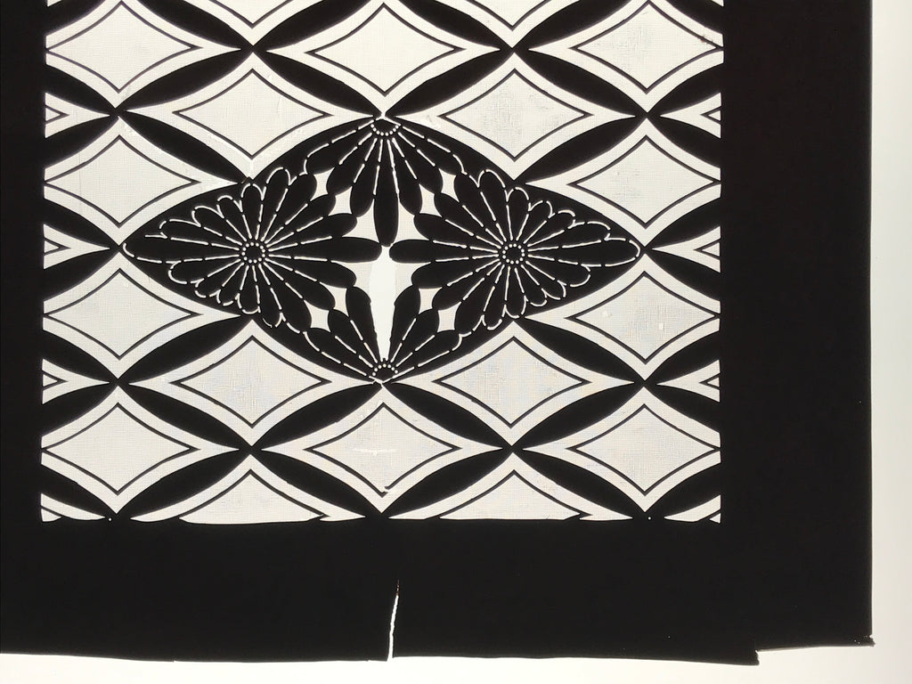 Antique Japanese Katagami Kimono Paper Stencil Katazome Chrysanthemum Kiku 4Y698