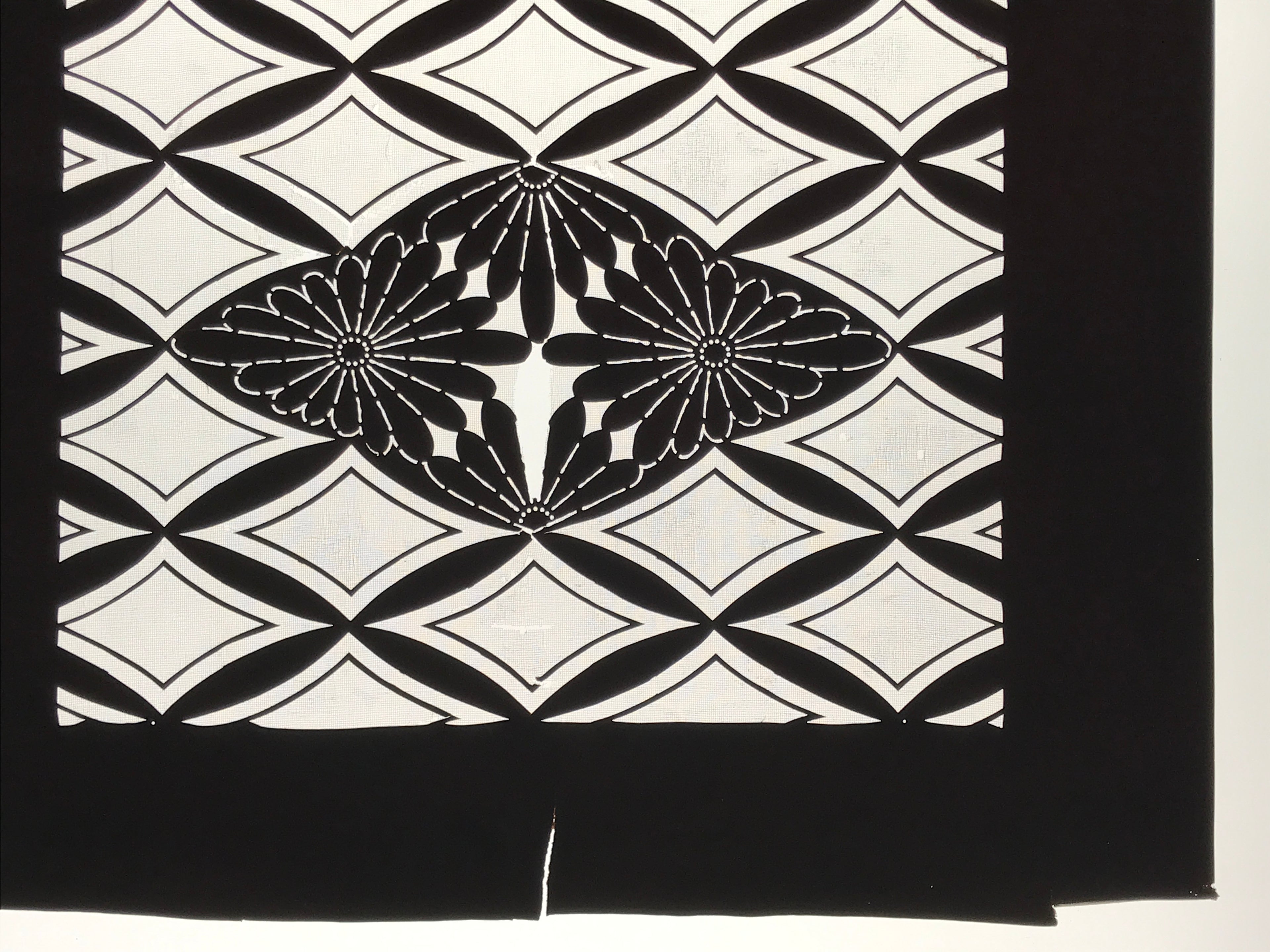 Antique Japanese Katagami Kimono Paper Stencil Katazome Chrysanthemum Kiku 4Y698