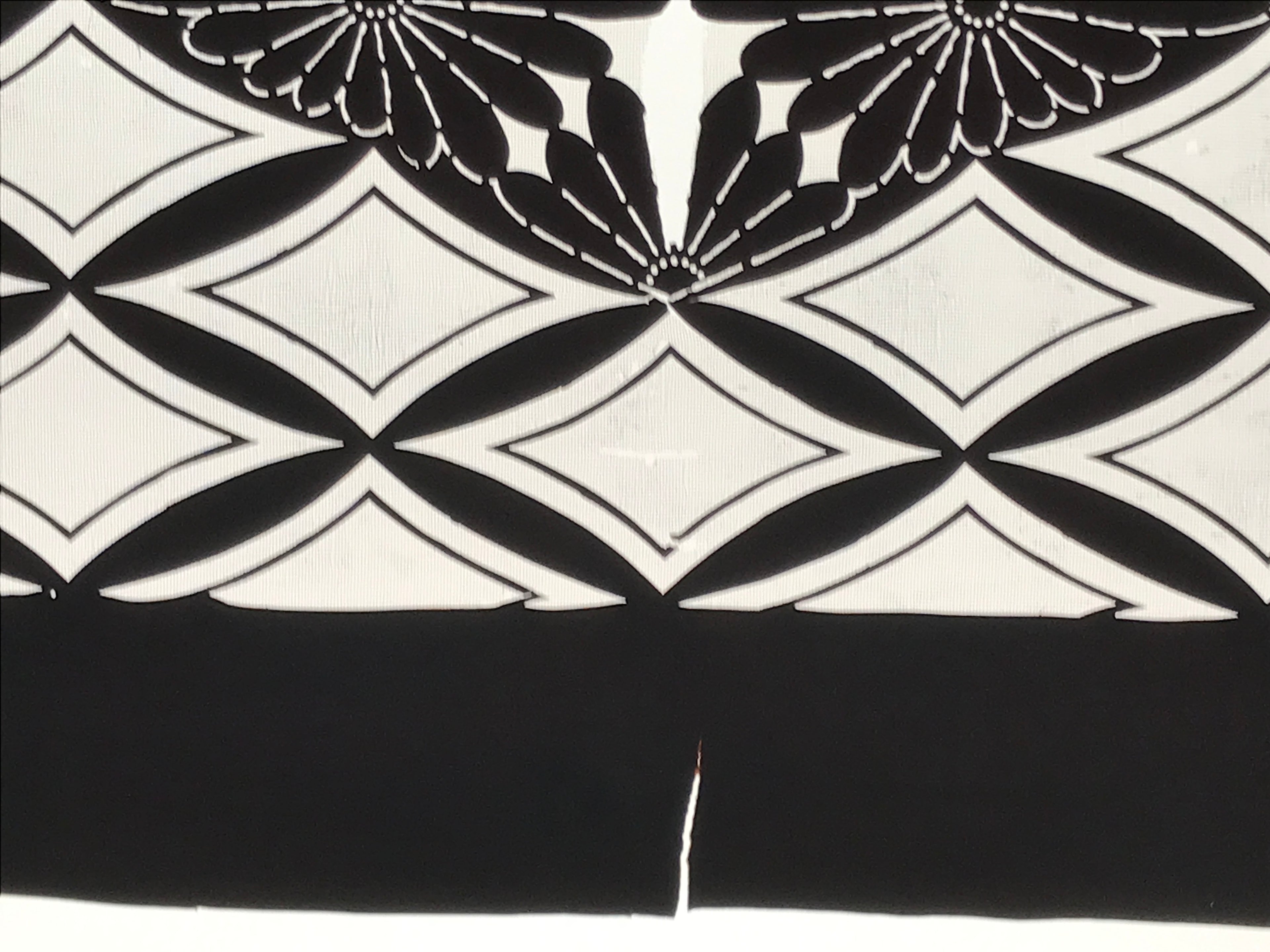 Antique Japanese Katagami Kimono Paper Stencil Katazome Chrysanthemum Kiku 4Y698