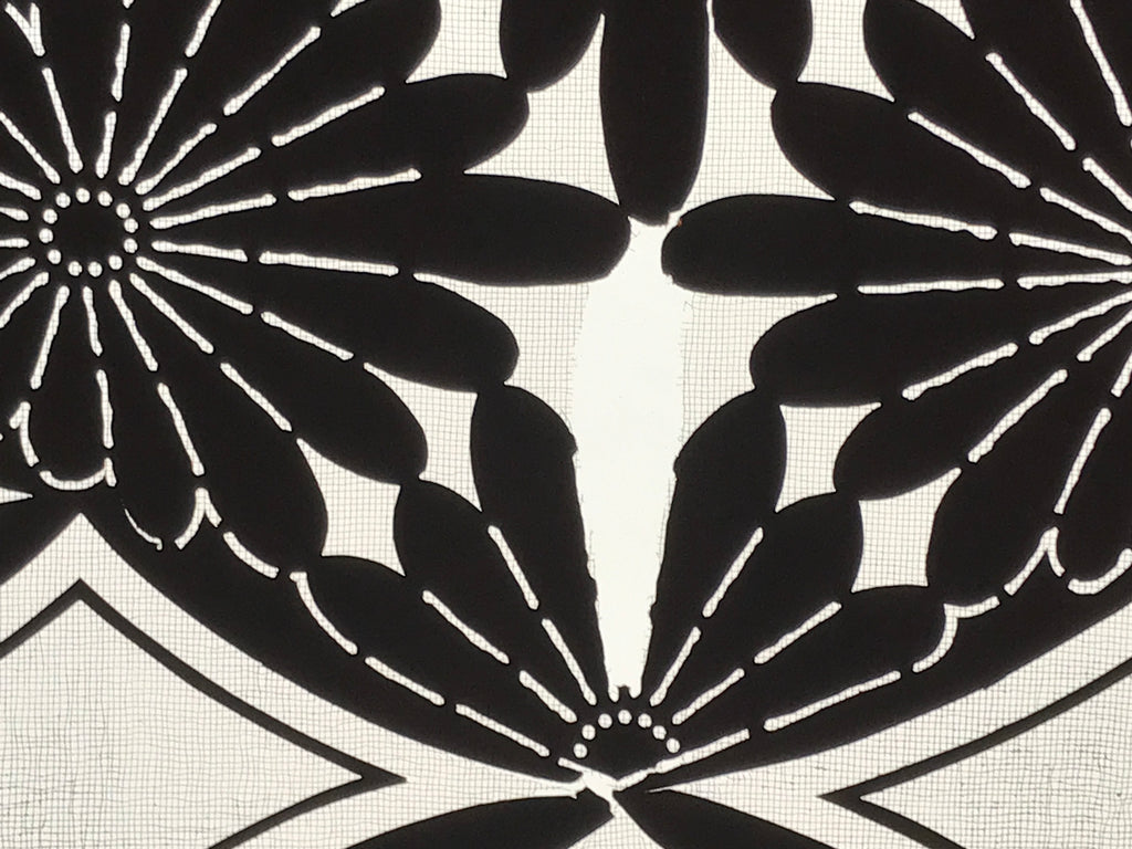 Antique Japanese Katagami Kimono Paper Stencil Katazome Chrysanthemum Kiku 4Y698