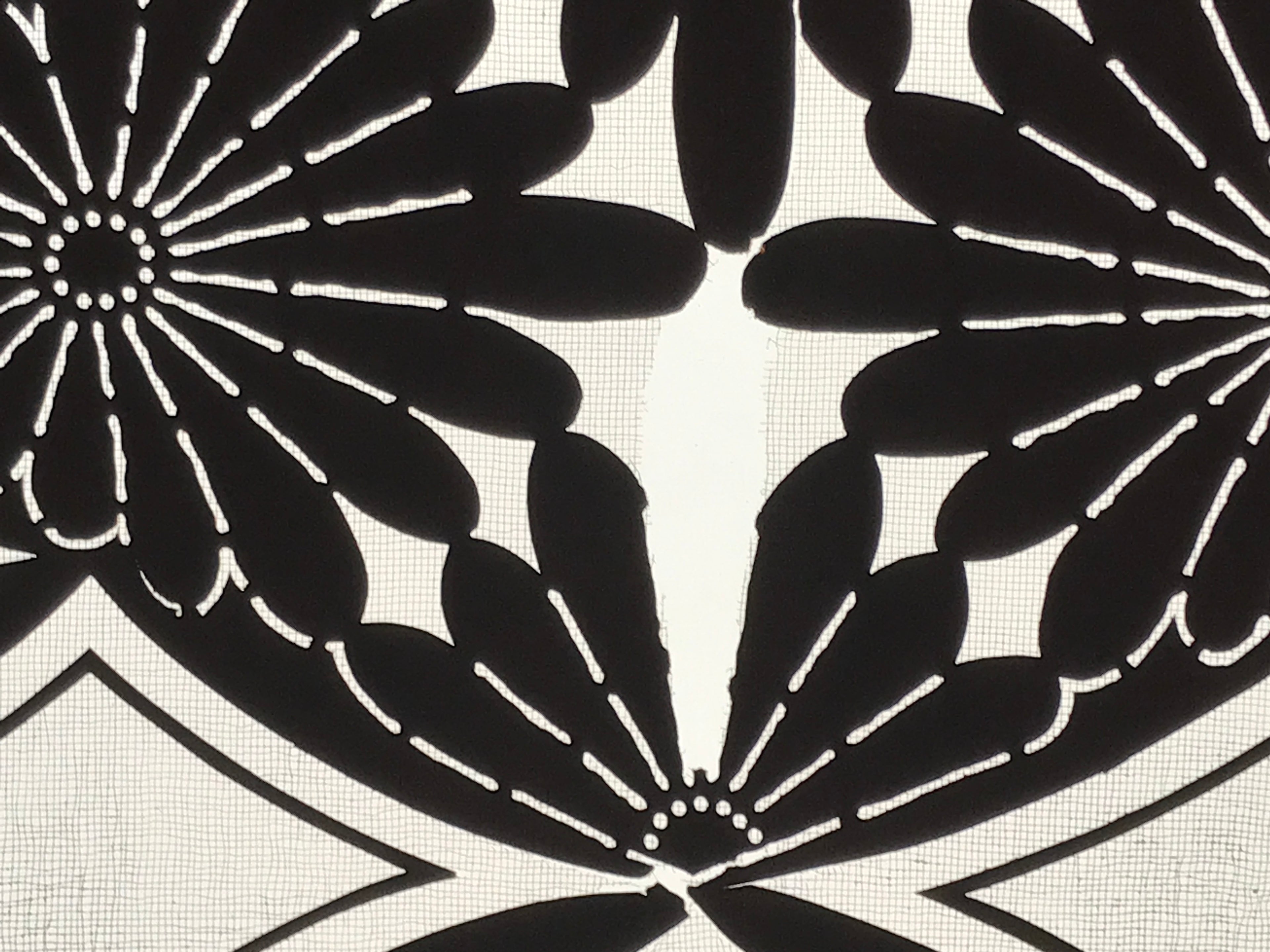 Antique Japanese Katagami Kimono Paper Stencil Katazome Chrysanthemum Kiku 4Y698