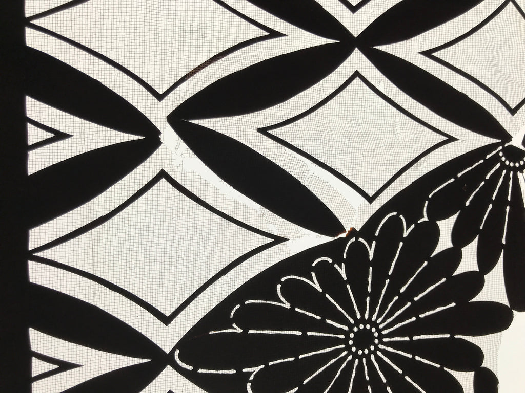 Antique Japanese Katagami Kimono Paper Stencil Katazome Chrysanthemum Kiku 4Y698