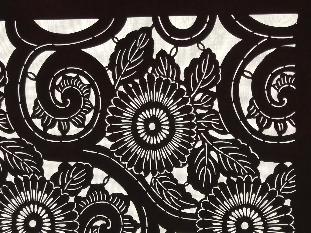 Antique Japanese Katagami Kimono Paper Stencil Katazome Chrysanthemum Kiku 4Y699