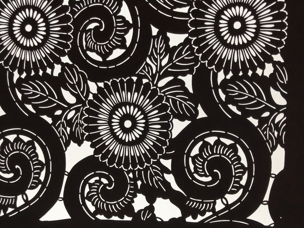 Antique Japanese Katagami Kimono Paper Stencil Katazome Chrysanthemum Kiku 4Y699