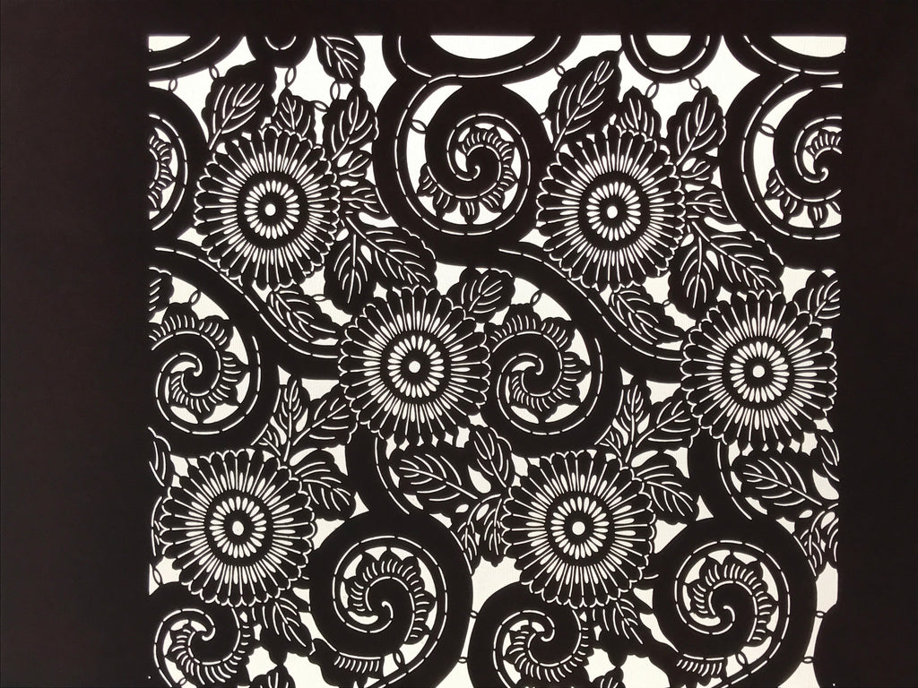 Antique Japanese Katagami Kimono Paper Stencil Katazome Chrysanthemum Kiku 4Y699