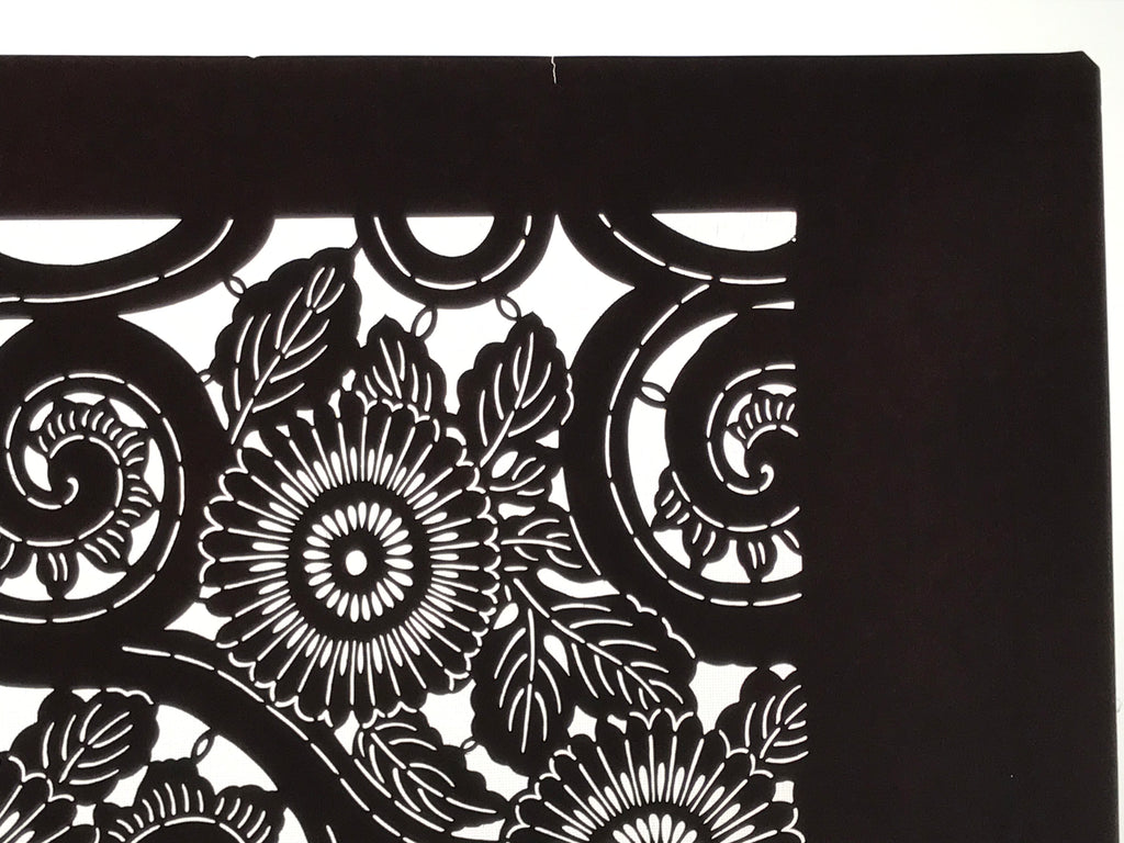 Antique Japanese Katagami Kimono Paper Stencil Katazome Chrysanthemum Kiku 4Y699