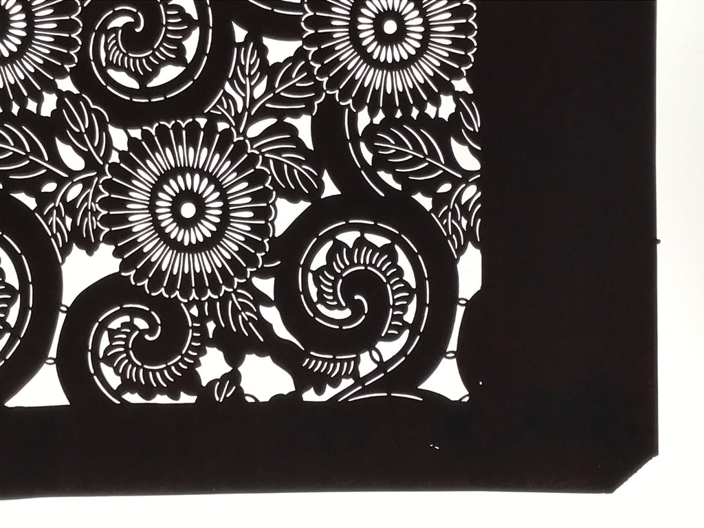 Antique Japanese Katagami Kimono Paper Stencil Katazome Chrysanthemum Kiku 4Y699