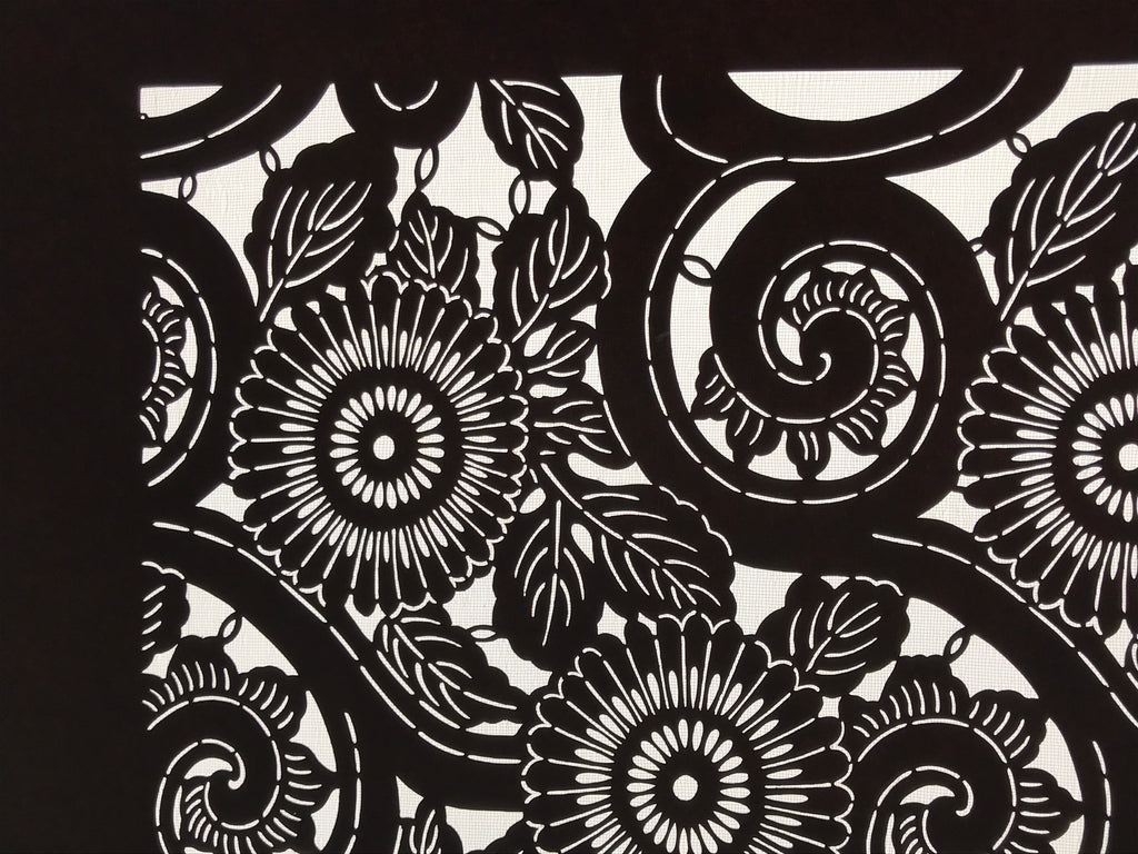 Antique Japanese Katagami Kimono Paper Stencil Katazome Chrysanthemum Kiku 4Y699