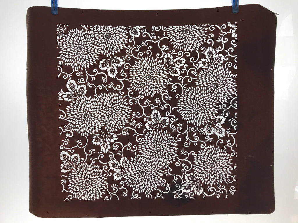 Antique Japanese Katagami Kimono Paper Stencil Katazome Chrysanthemums 4Y516
