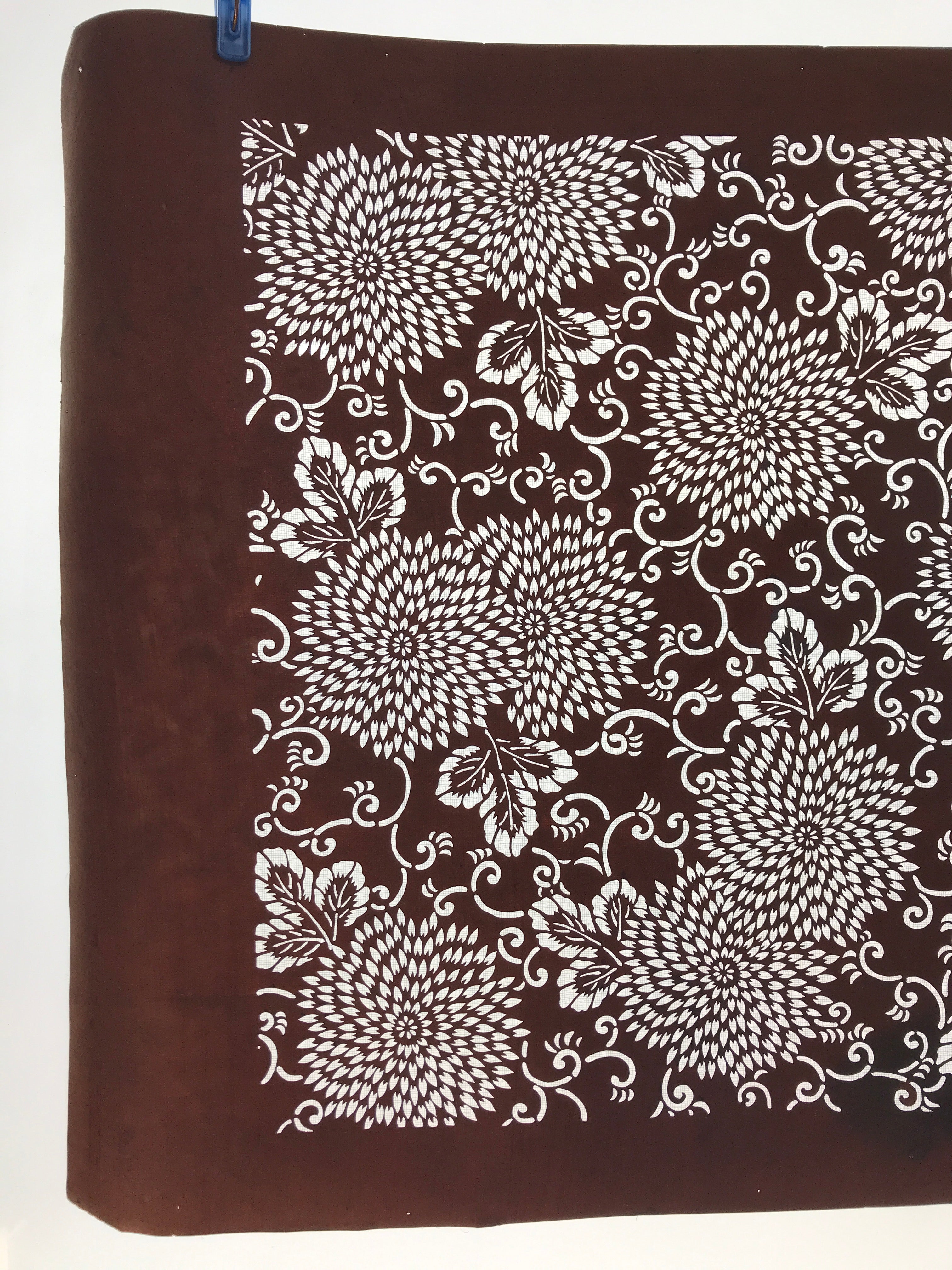 Antique Japanese Katagami Kimono Paper Stencil Katazome Chrysanthemums 4Y516