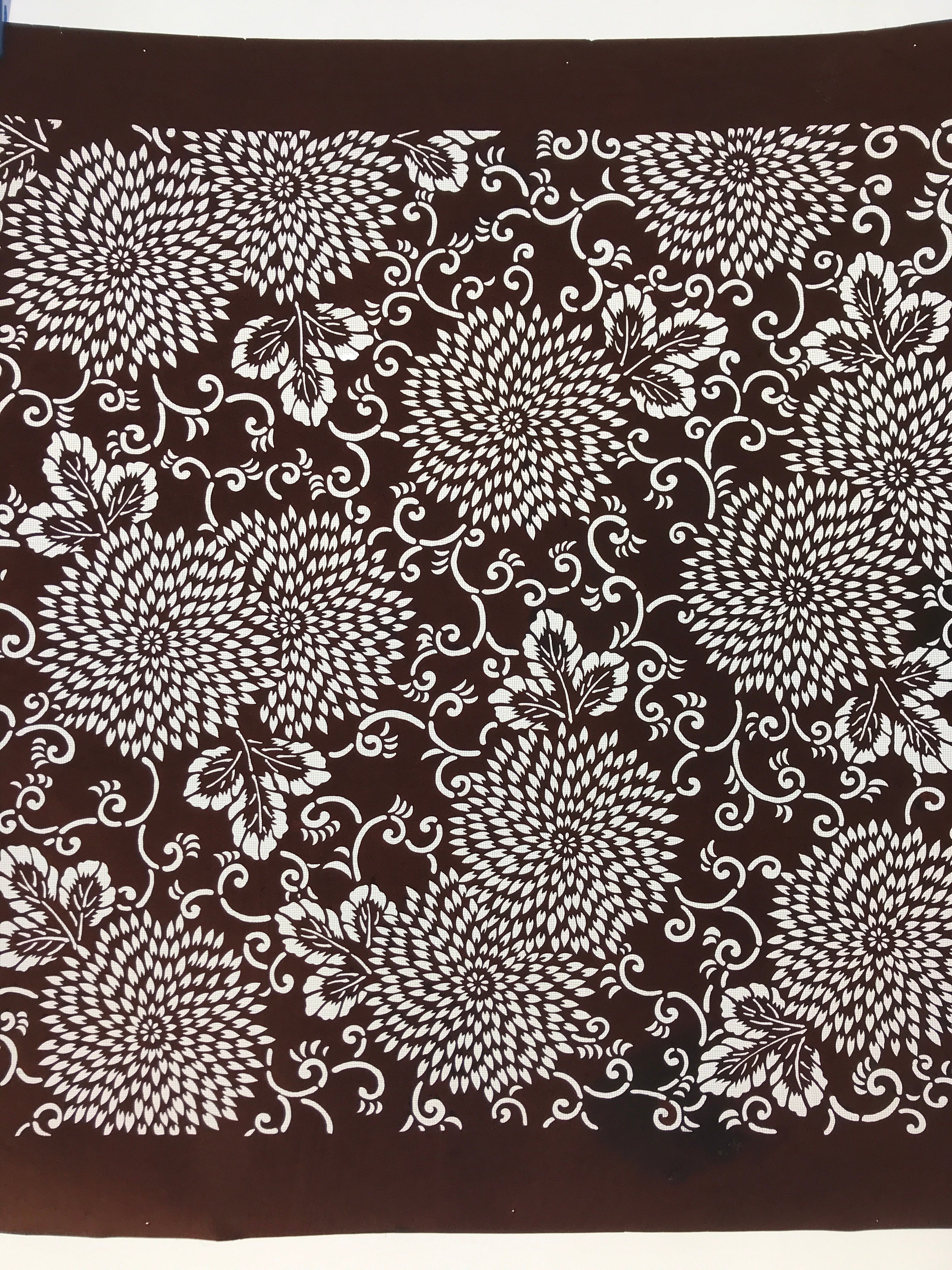 Antique Japanese Katagami Kimono Paper Stencil Katazome Chrysanthemums 4Y516