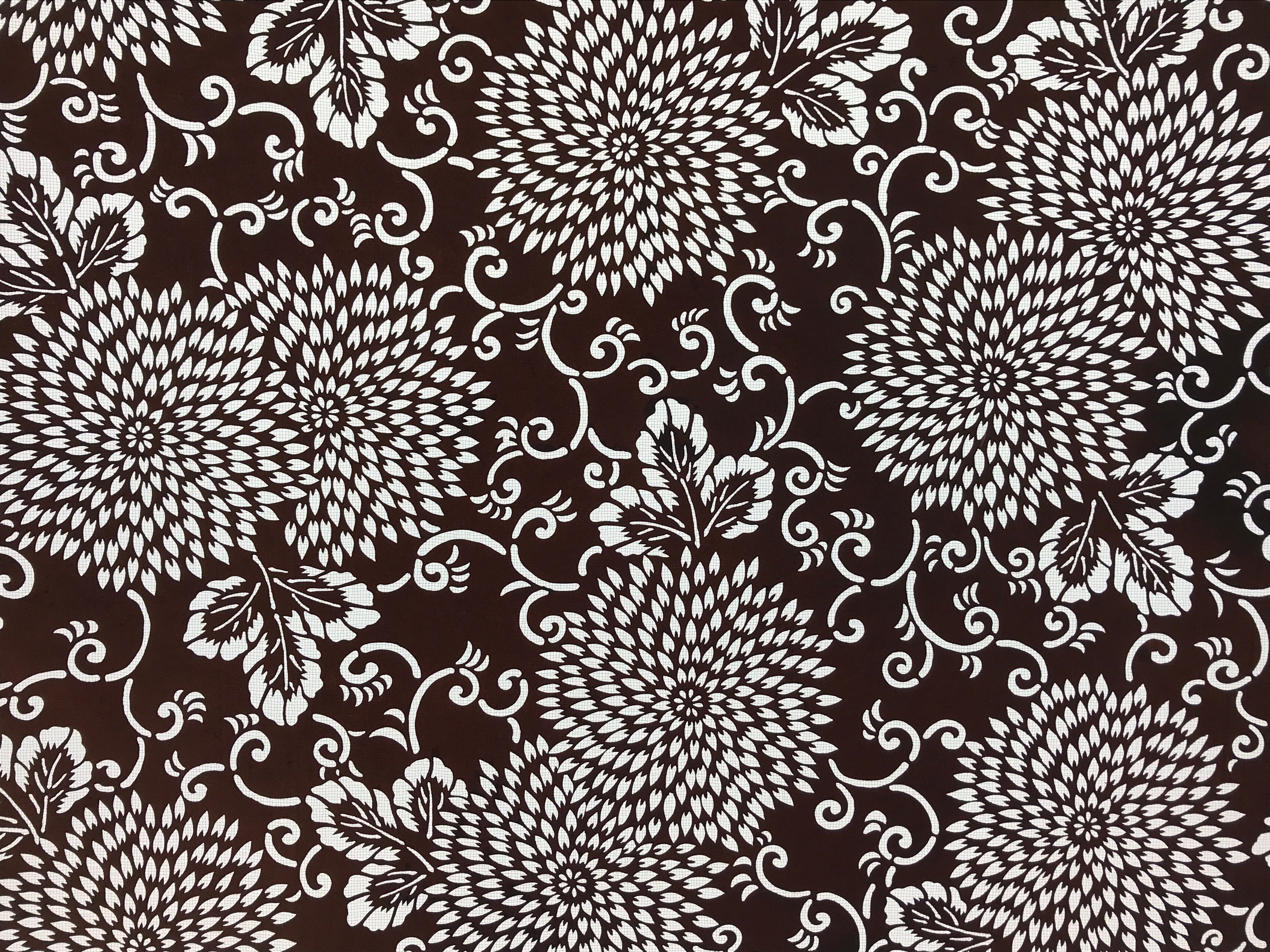 Antique Japanese Katagami Kimono Paper Stencil Katazome Chrysanthemums 4Y516