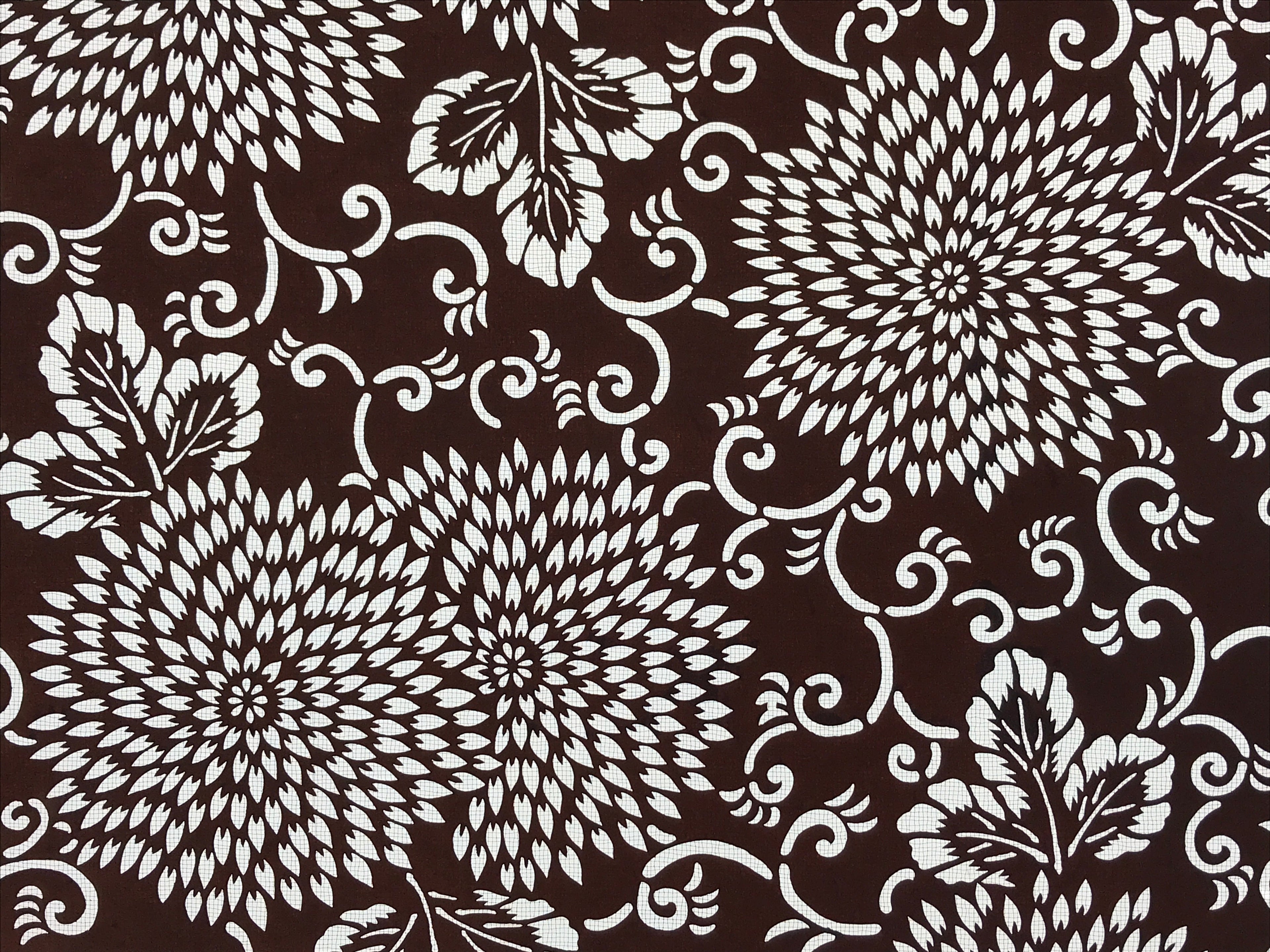 Antique Japanese Katagami Kimono Paper Stencil Katazome Chrysanthemums 4Y516