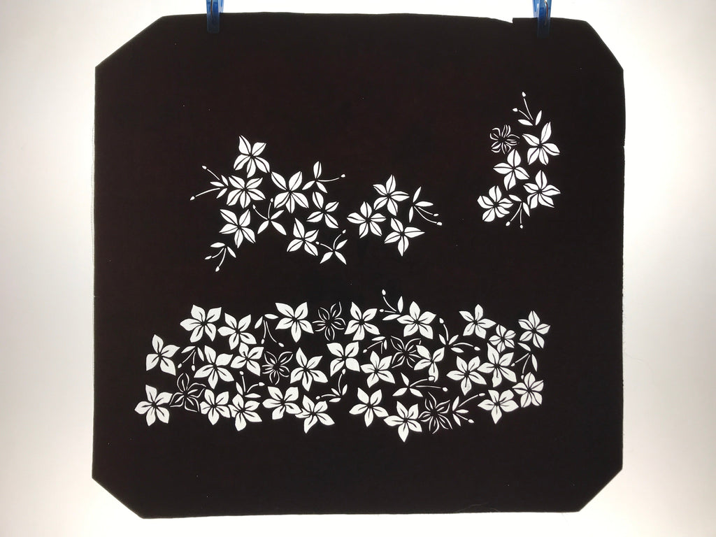 Antique Japanese Katagami Kimono Paper Stencil Katazome Climbing Flowers 4Y579