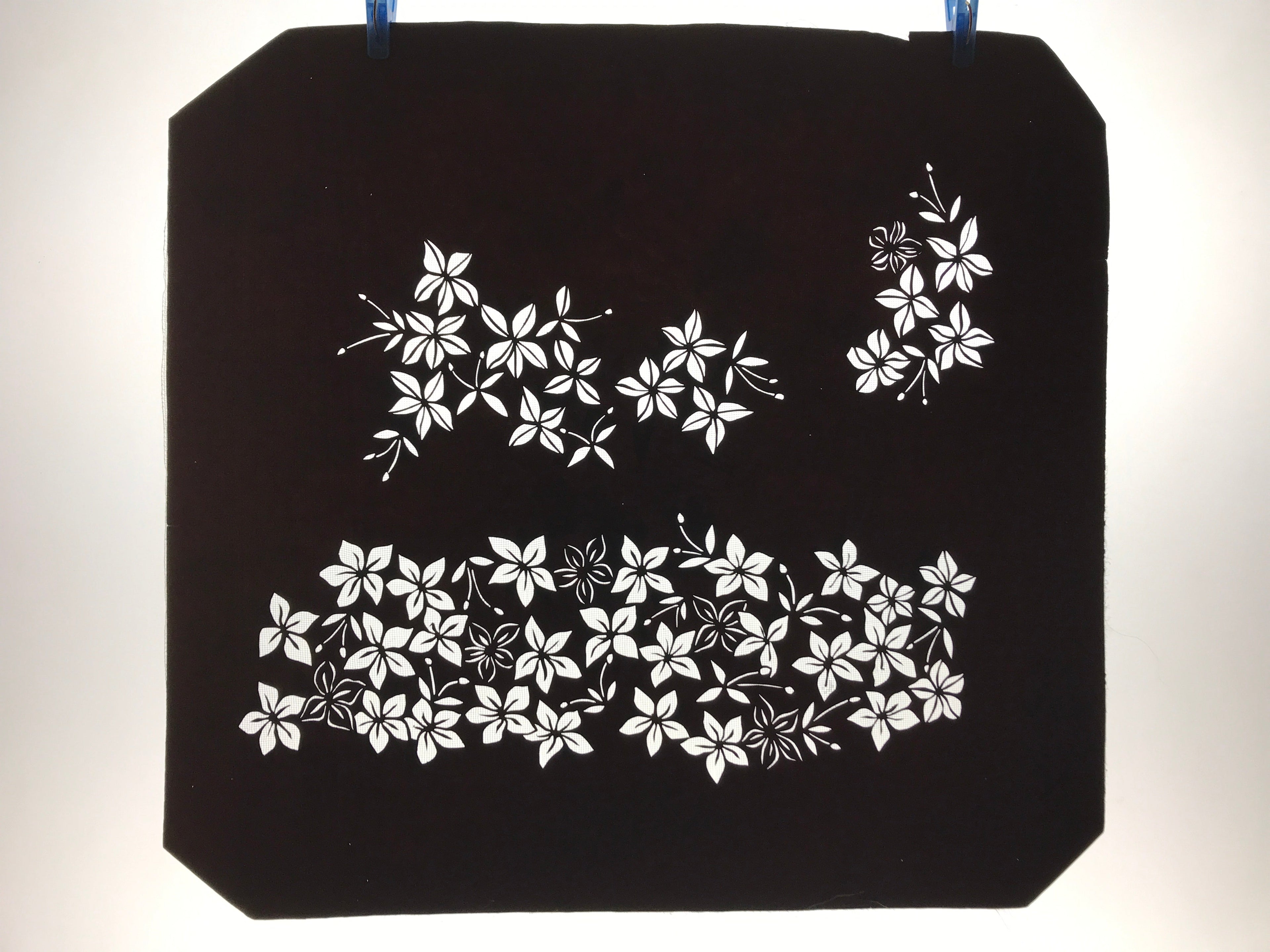 Antique Japanese Katagami Kimono Paper Stencil Katazome Climbing Flowers 4Y579