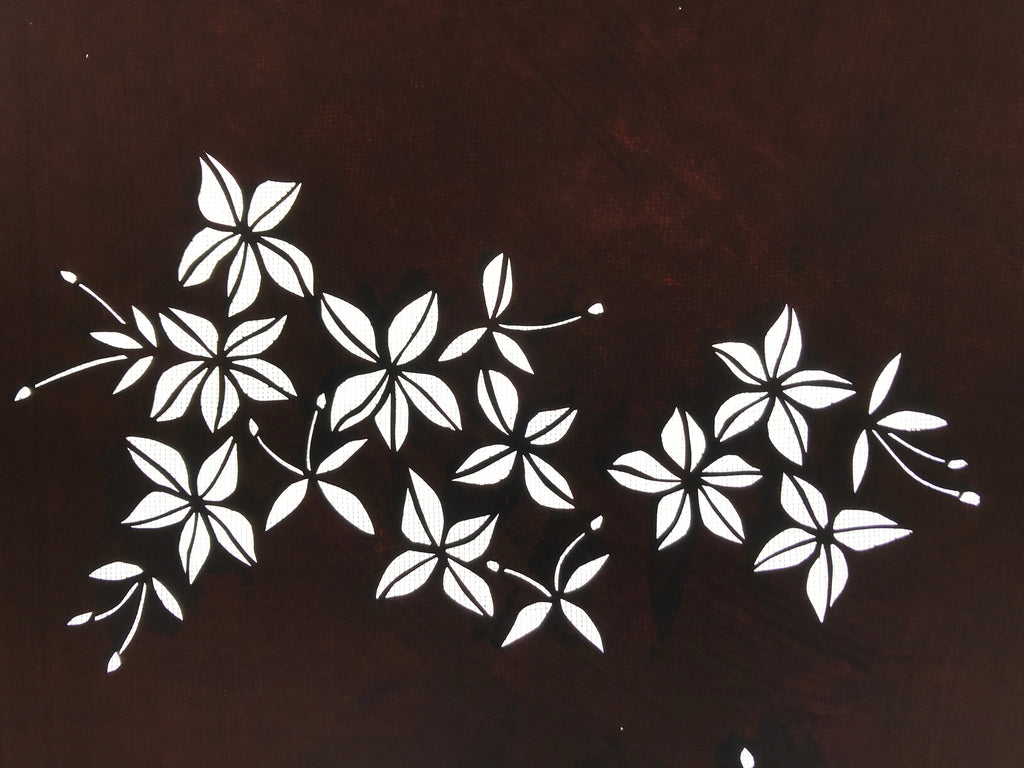Antique Japanese Katagami Kimono Paper Stencil Katazome Climbing Flowers 4Y579