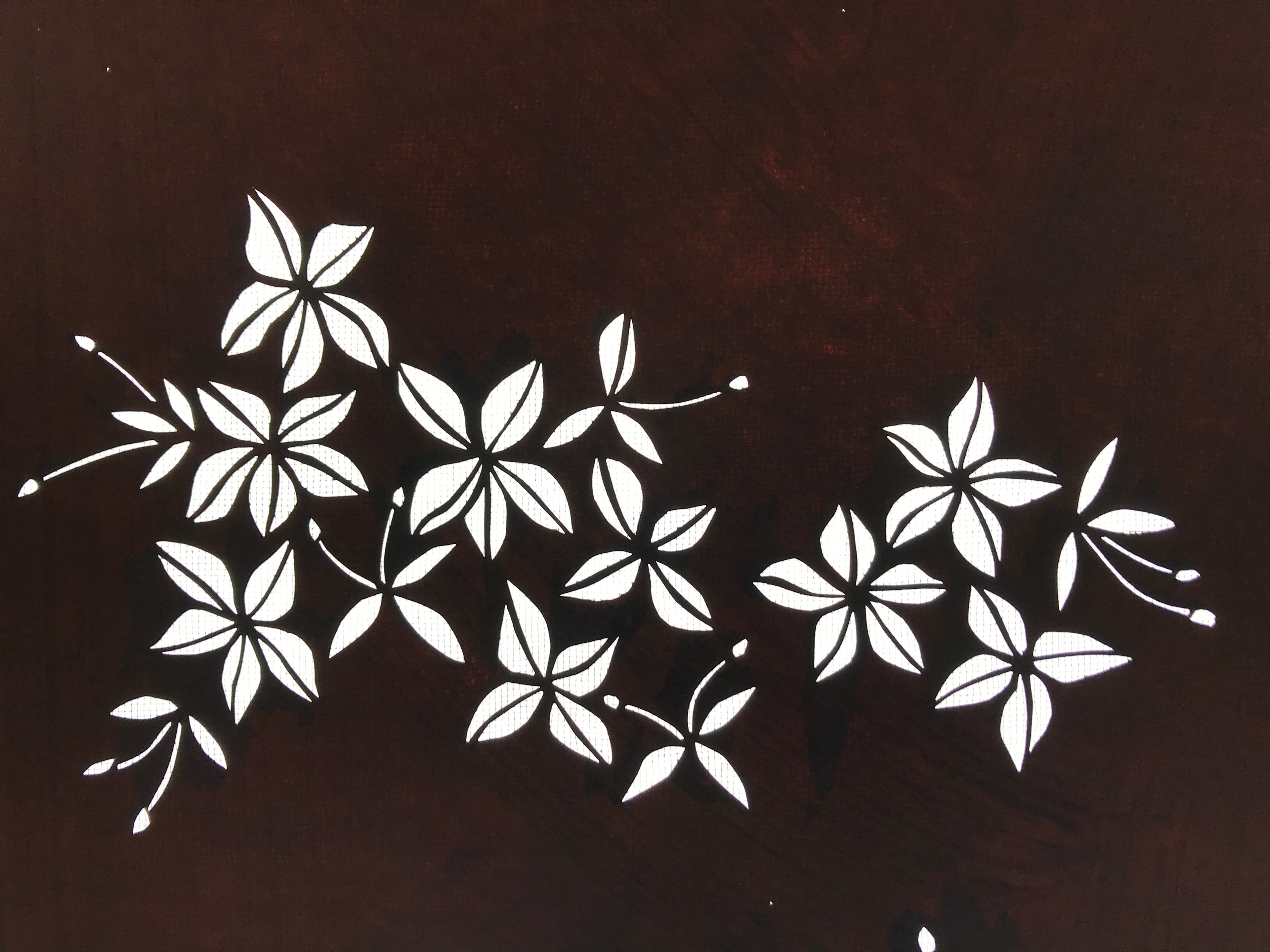 Antique Japanese Katagami Kimono Paper Stencil Katazome Climbing Flowers 4Y579