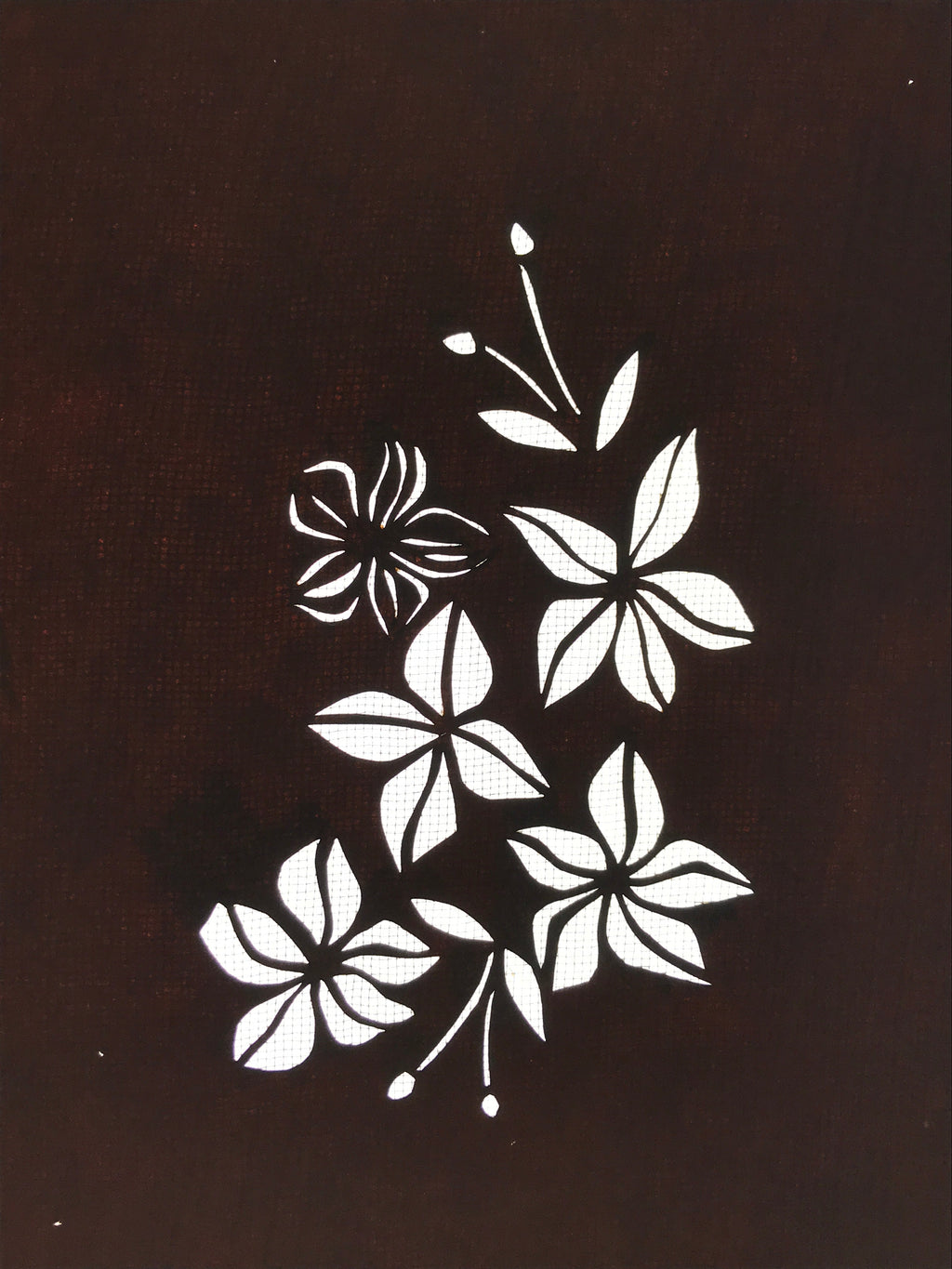 Antique Japanese Katagami Kimono Paper Stencil Katazome Climbing Flowers 4Y579