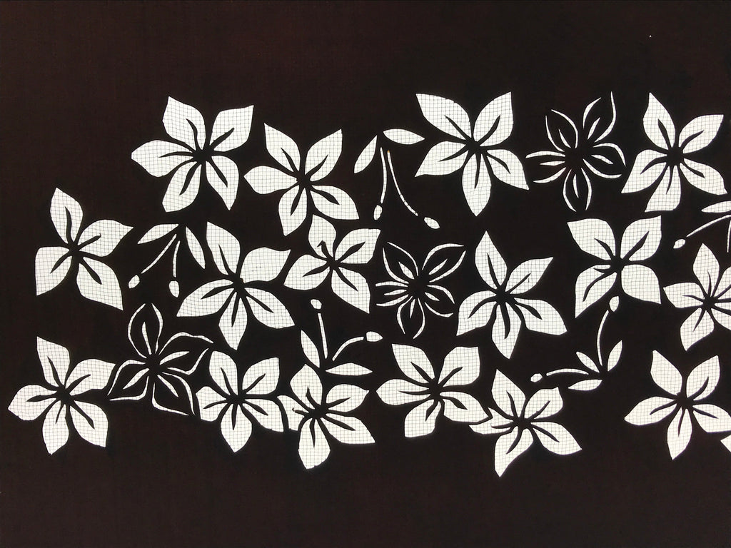 Antique Japanese Katagami Kimono Paper Stencil Katazome Climbing Flowers 4Y579