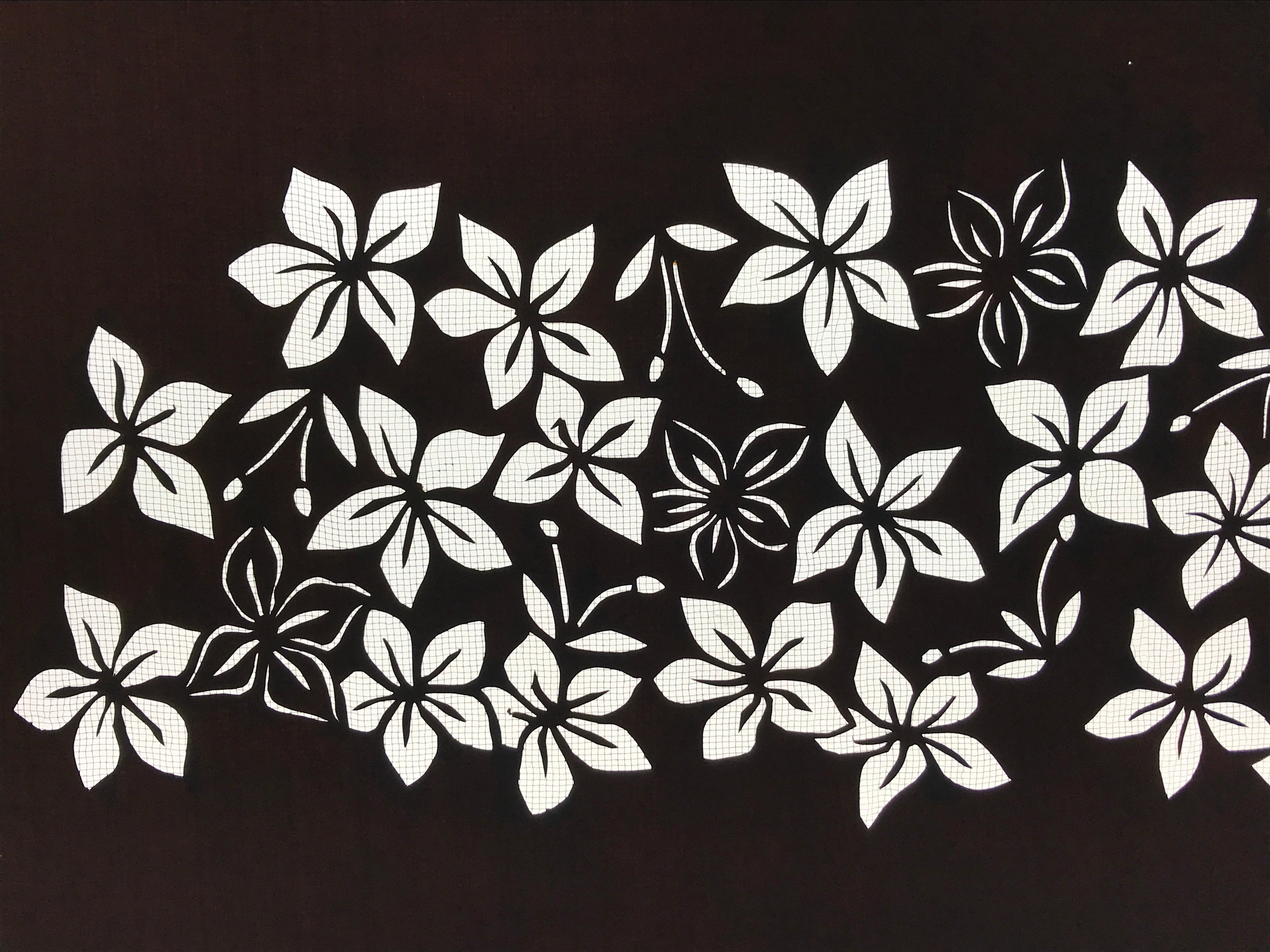 Antique Japanese Katagami Kimono Paper Stencil Katazome Climbing Flowers 4Y579