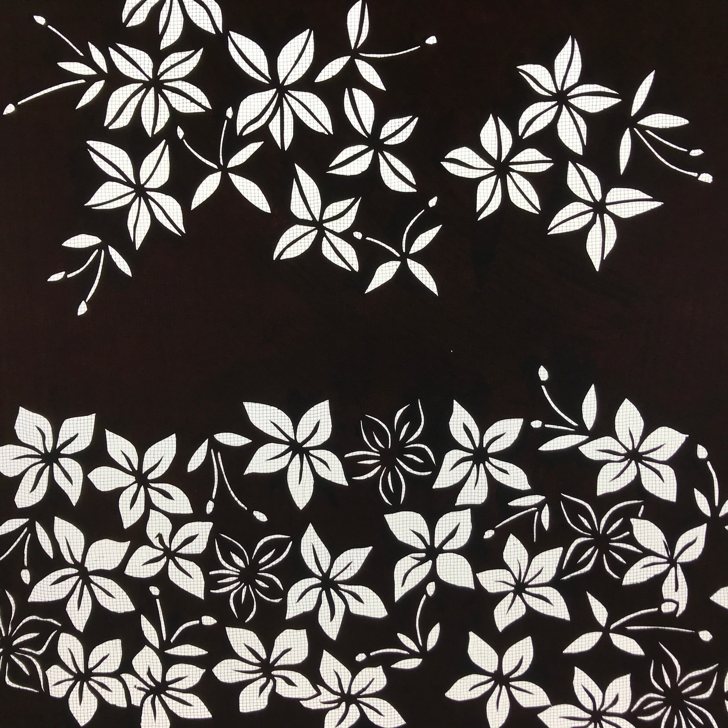 Antique Japanese Katagami Kimono Paper Stencil Katazome Climbing Flowers 4Y579