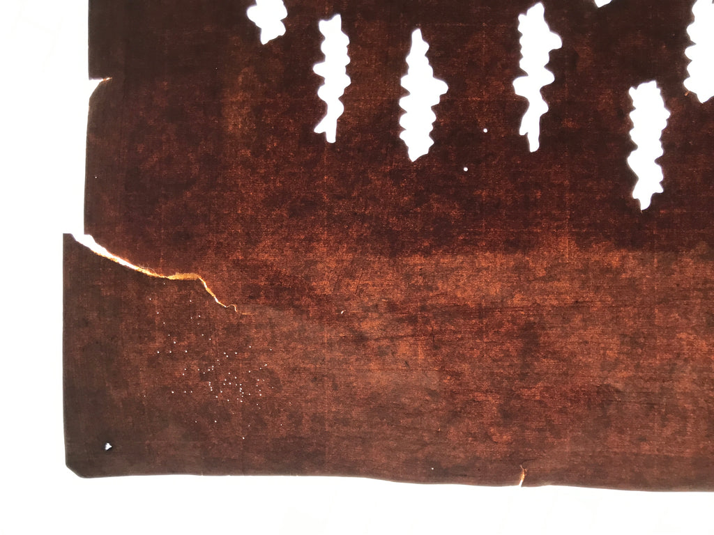 Antique Japanese Katagami Kimono Paper Stencil Katazome Clouds Flowers 4Y628