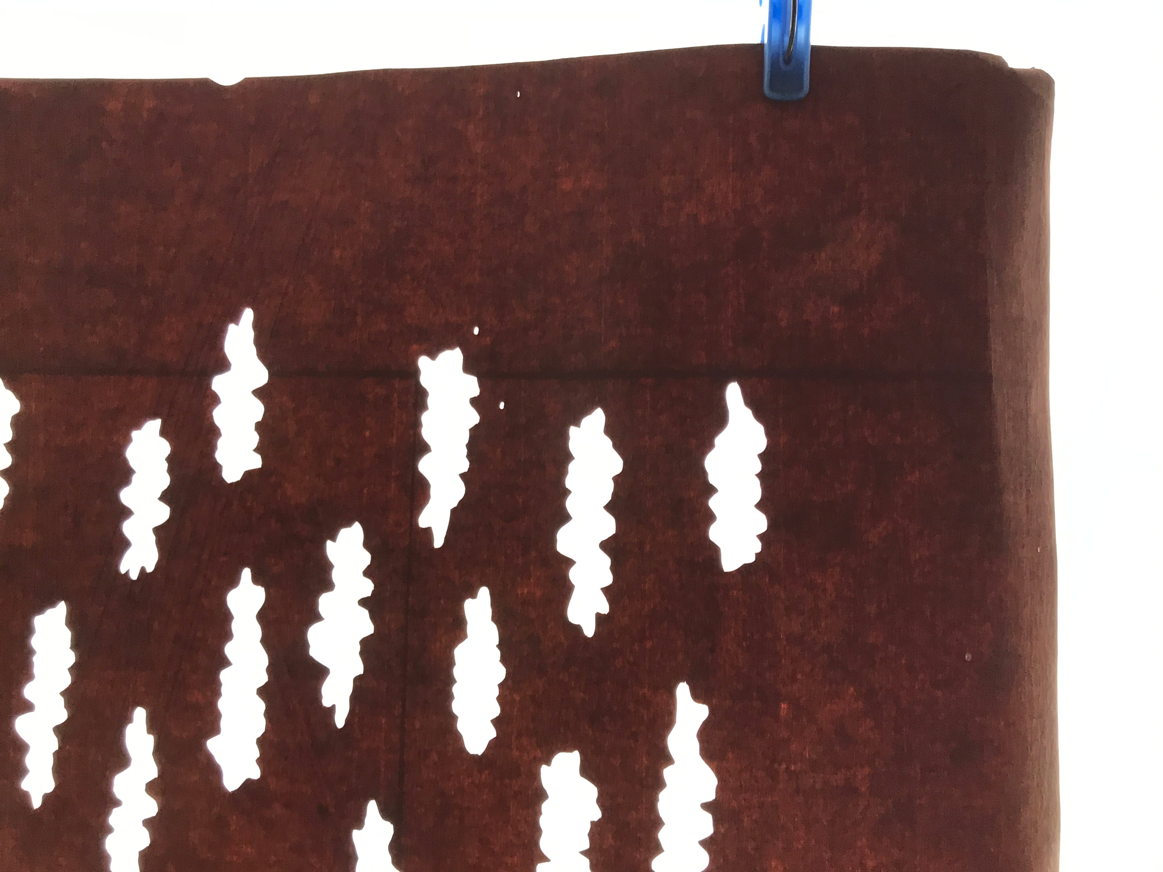 Antique Japanese Katagami Kimono Paper Stencil Katazome Clouds Flowers 4Y628