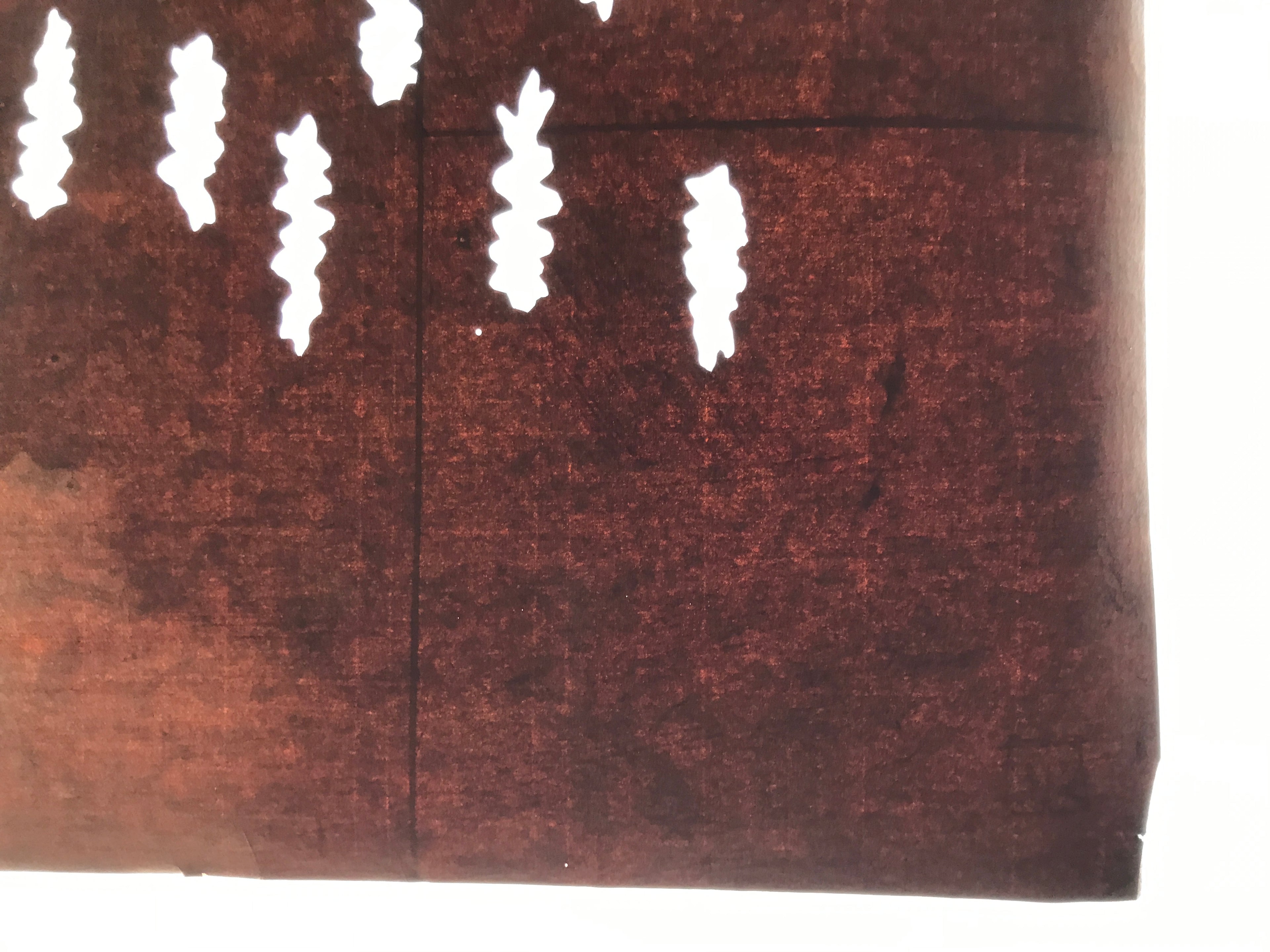 Antique Japanese Katagami Kimono Paper Stencil Katazome Clouds Flowers 4Y628