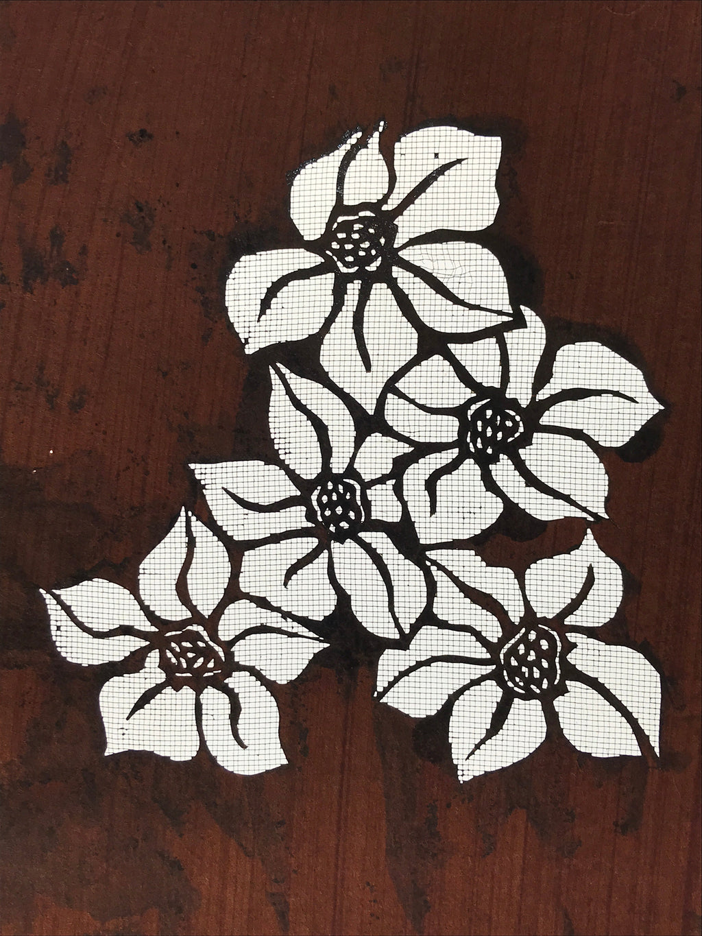 Antique Japanese Katagami Kimono Paper Stencil Katazome Daffodil Suisen 4Y523