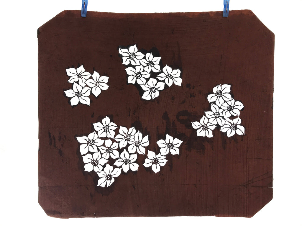 Antique Japanese Katagami Kimono Paper Stencil Katazome Daffodil Suisen 4Y523